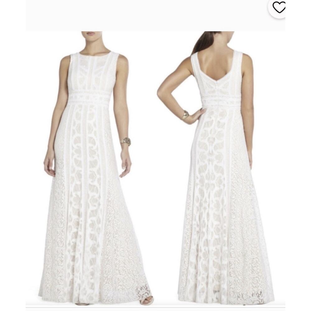 BCBG MAXAZRIAKelley Lace Gown Off White Size 4 $398 Fairy Dress Formal Wedding